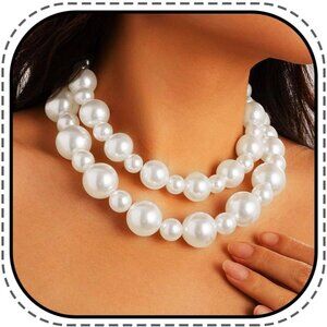 Elegant 16.5-inch Chunky Pearl Choker with Extension for Women’s Fashion